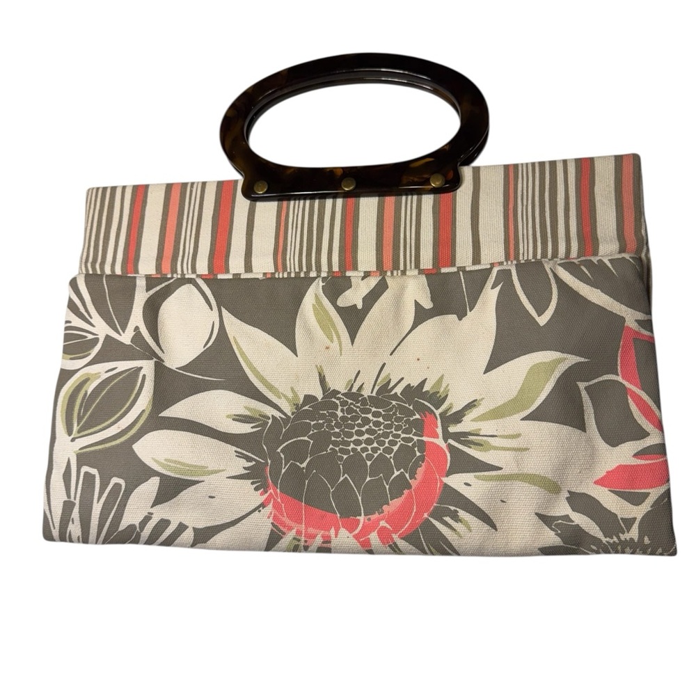 HOBO Floral Gray and Red Women's Fold Out High End Retro Bag Handbag MINTY
